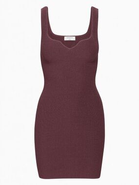 Aritzia Babaton Sculpt Knit Notch Dress Burgundy Wine Size Small